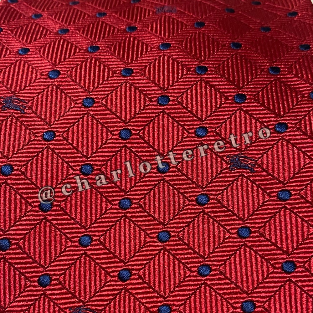 Burberry • Red & Navy Dot Silk Tie